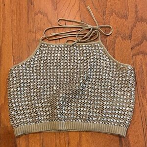 J. Crew Collection tie-back pointelle tank top with sequins
